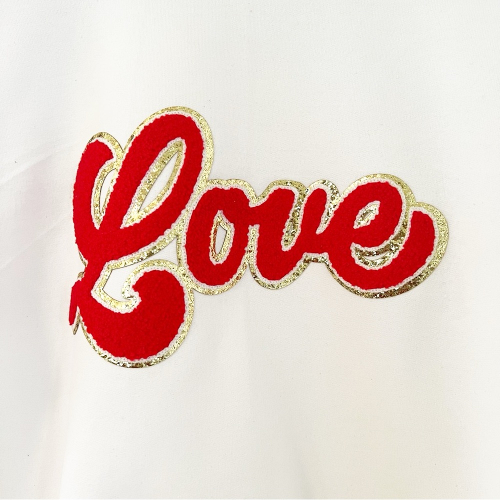 Love Chenille Patch Crewneck Sweatshirt M - Picture 3 of 3